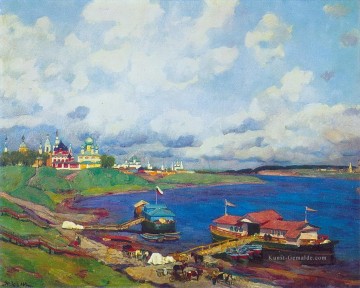 Strand Werke - Morgen in uglich 1913 Konstantin Yuon Strandlandschaft